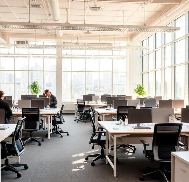  A bright, clean, and fully set up modern office space ready for business operations.