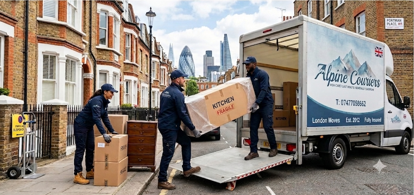 Professional removal team helping with moving house checklist London with Alpine Couriers