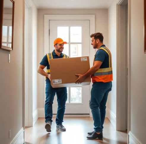 Efficient unloading process at a new home in London.